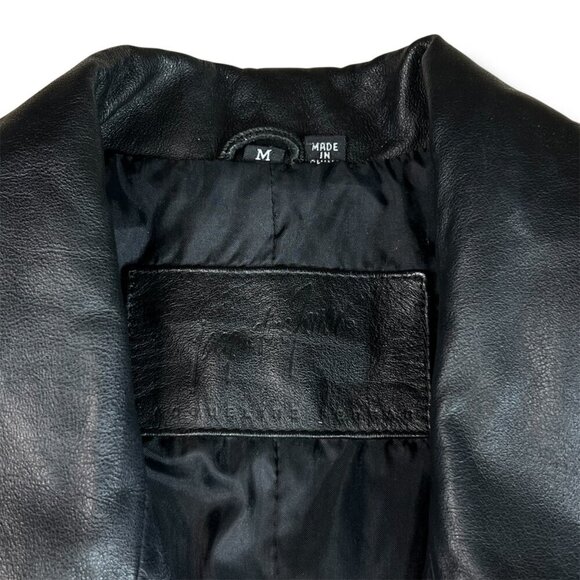 Vintage Jacqueline Ferrar Womens M Black Leather Trench Coat 80s 90s Full Length - Picture 5 of 9